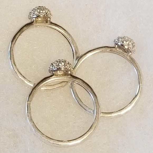 Silpada Sterling Silver & Zirconia Stacking Rings - Picture 10 of 12